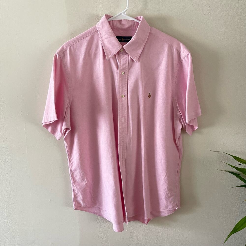Ralph Lauren Mens XL Pink Oxford Button Down Shirt Preppy Academia Casual